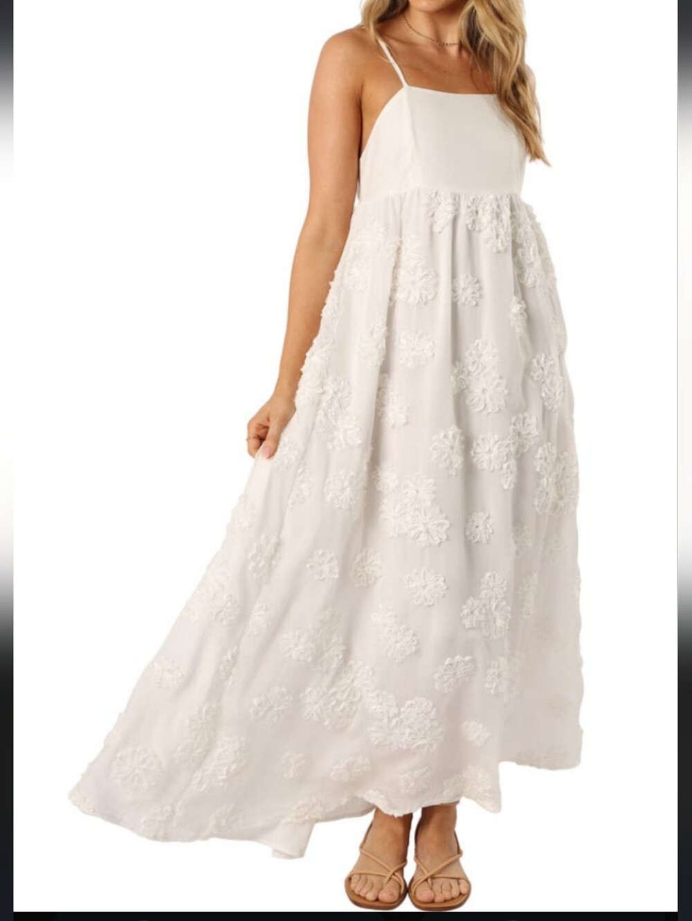 Petal & Pup Cream Floral Applique Maxi Dress